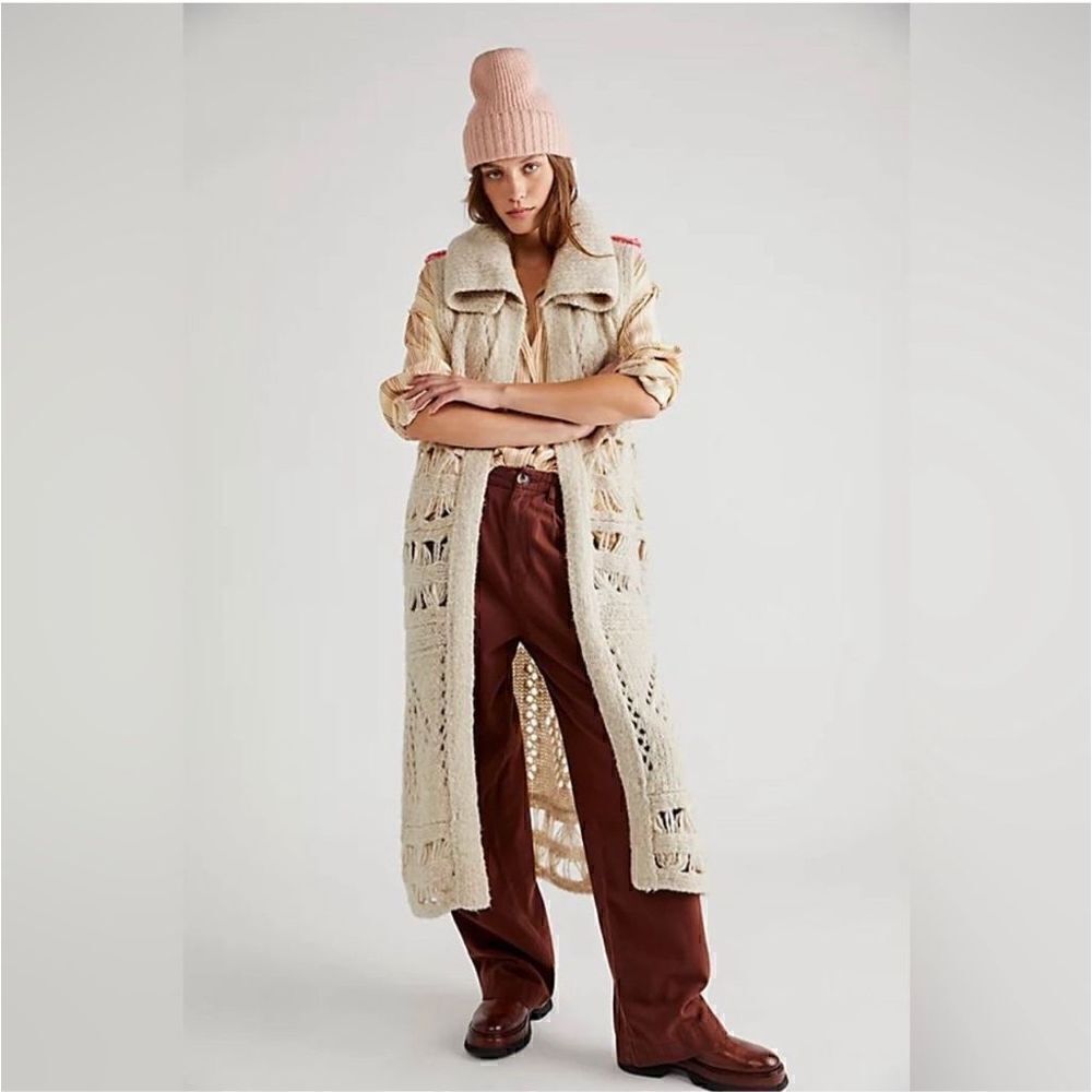 Free people snowmad crochet maxi vest xs new